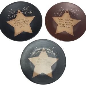 HEARTHSIDE COLLECTION | Barbara Lloyd Primitive Star Plates Set of 3 | 7.5"